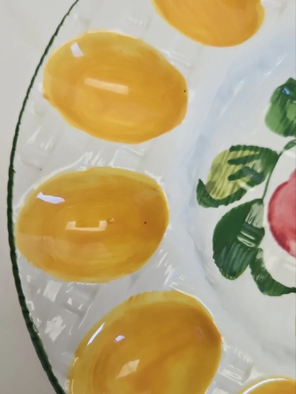 Vintage Made In Italy Hand-Painted Ceramic Devilled Egg Platter